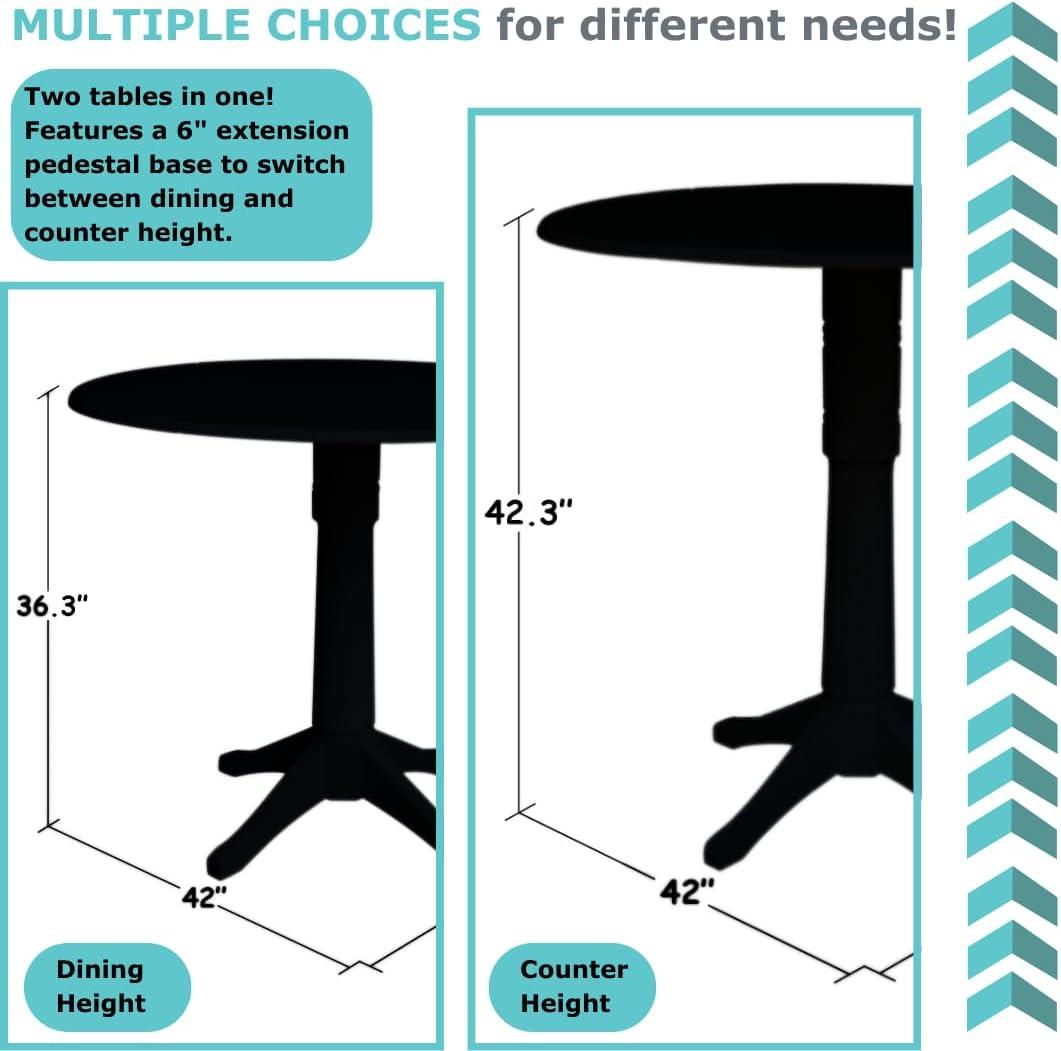42.3" Sandon Bar Height Round Dual Drop Leaf Dining Table Black - International Concepts