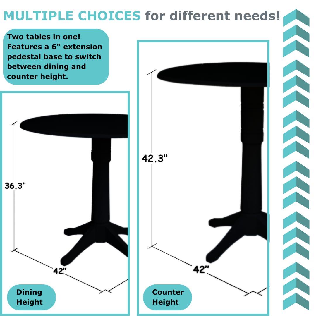 42.3" Sandon Bar Height Round Dual Drop Leaf Dining Table Black - International Concepts