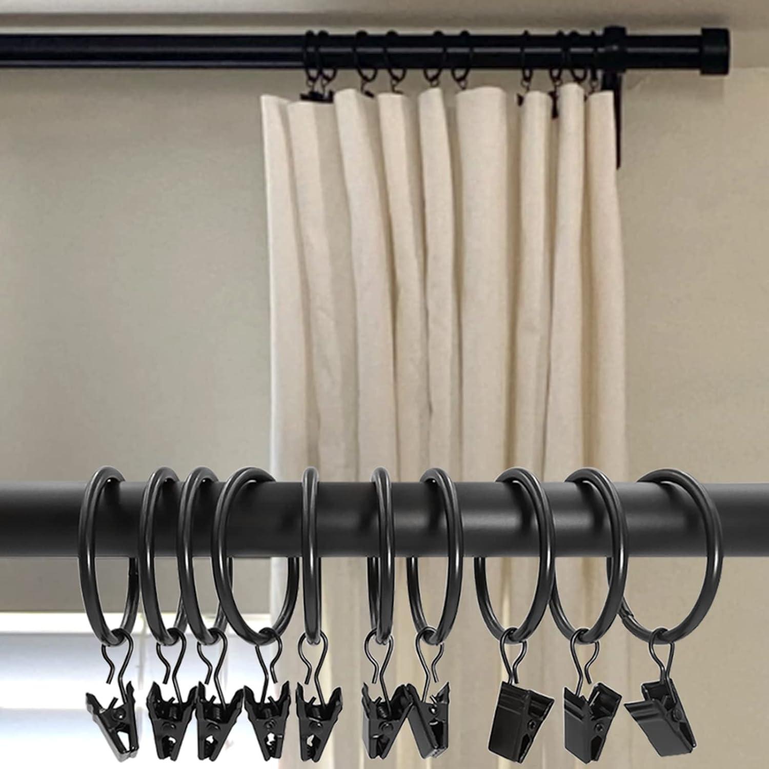 Clearance! Uscallm 40 Pack Metal Curtain Rings With Clips, Hat Clothes Clips, Drapery Clips With Rings, Drapes Rings 1.26in Interior Diameter Calf Stretch Box Unclaimed Pallets