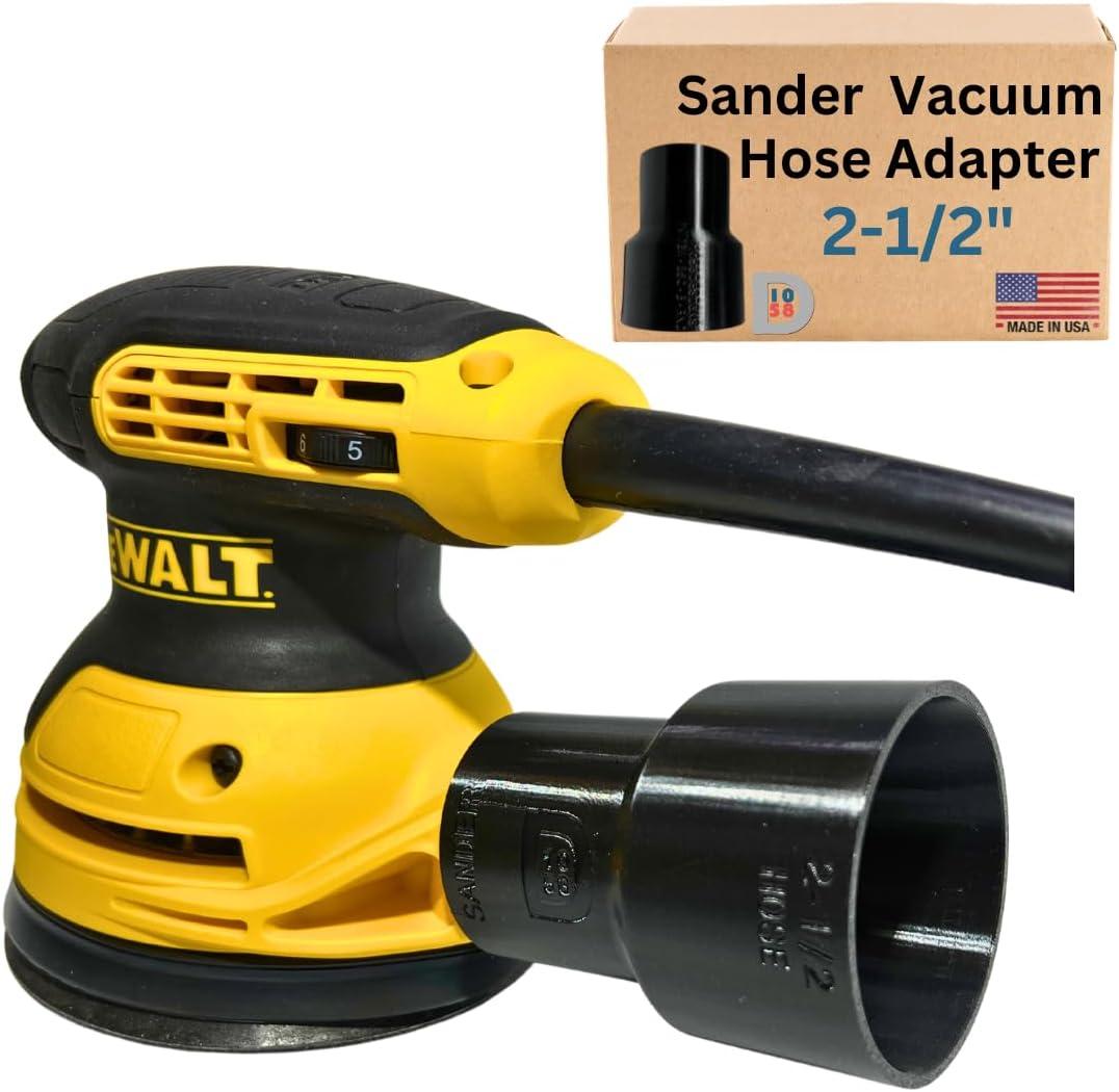Vacuum Adapter for Dewalt or Craftsman Sanders - Dust Collection - Galactic Gadgets 1-1/4in - Black