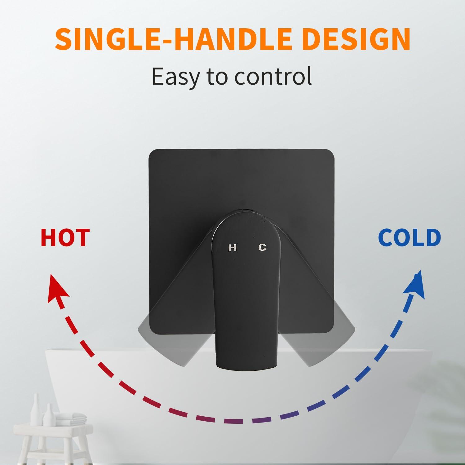 Matte Black Shower Faucet Set Bathroom Rain Shower System 8in Shower Head Combo