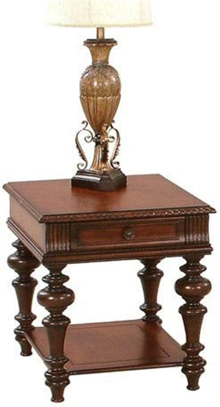 Heritage Cherry Wood Rectangular End Table with Storage