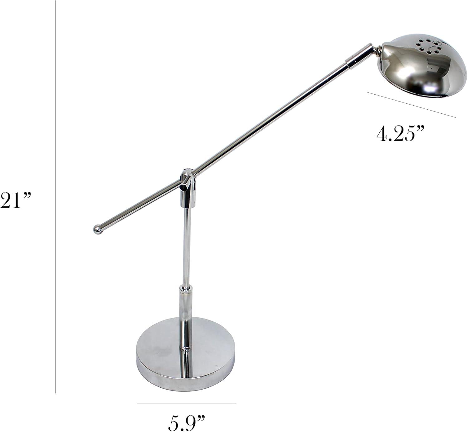 3W Balance Arm Chrome Desk Lamp with Swivel Head Silver (Includes LED Light Bulb) - Simple Designs: Adjustable, ETL Listed, for Office & Dorm