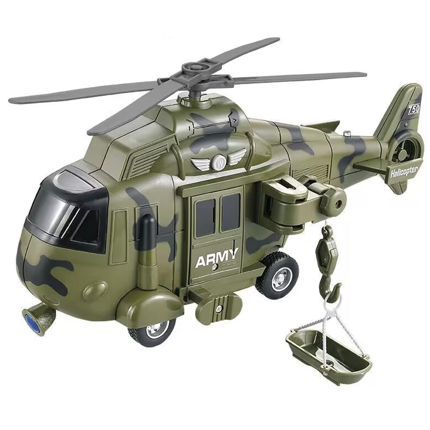 Military Helicopter Toy with Lights and Sound Sirens,Friction Powered Boys Army Toys,Rescue Vehicles Toys for Kids Aged 3 and Up