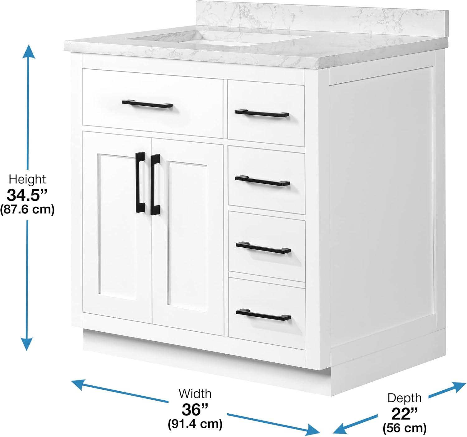 Ove Decors Athea 36 W x 22" D Freestanding Bathroom Vanity with Sink, Pure White