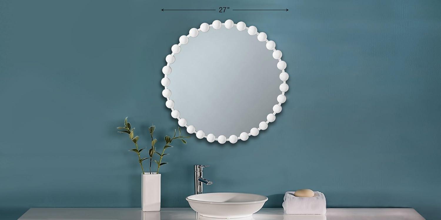 Marlowe Beaded Round Metal Wall Mirror