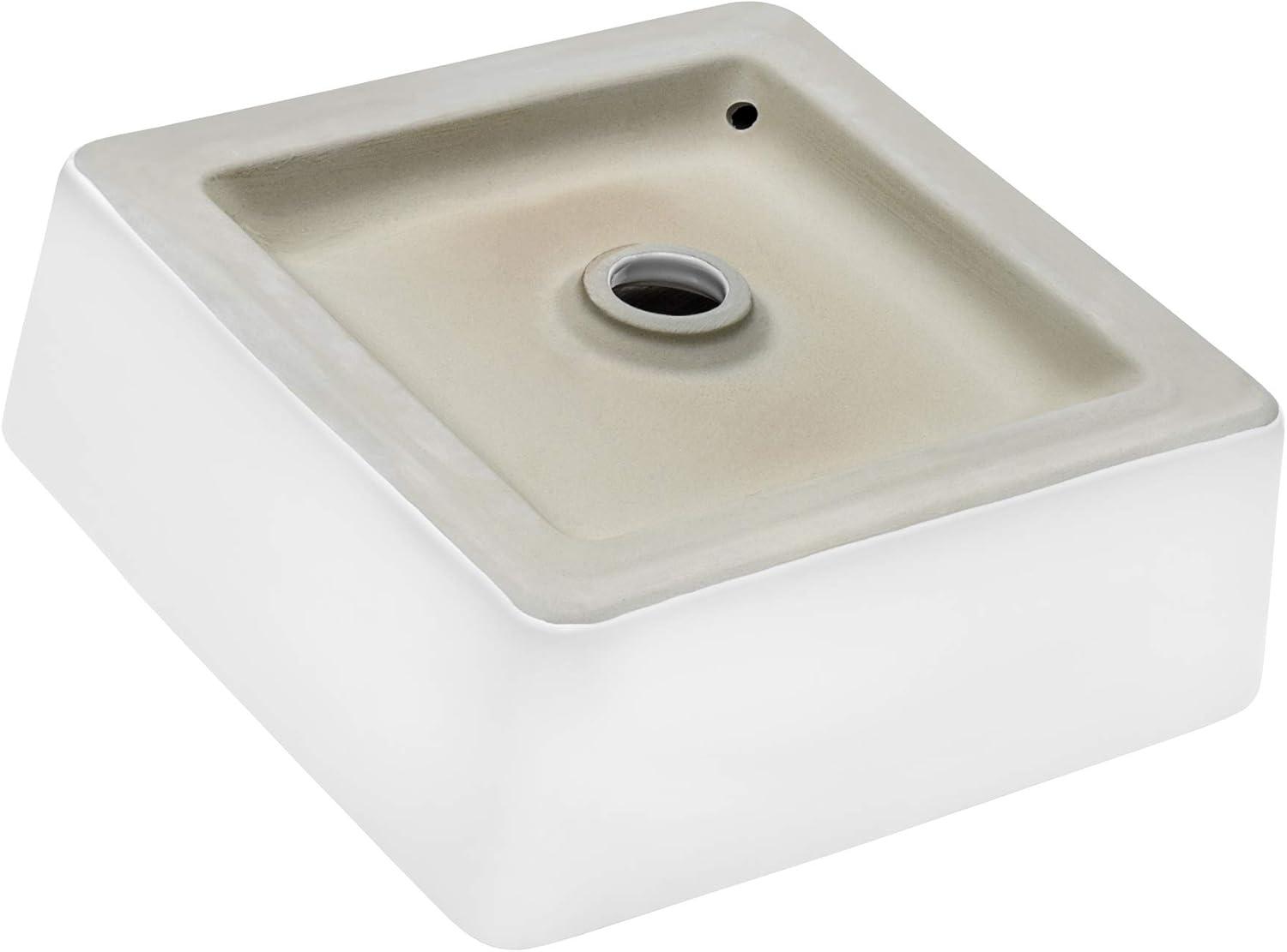 White Ceramic Square Above-Counter Vessel Sink