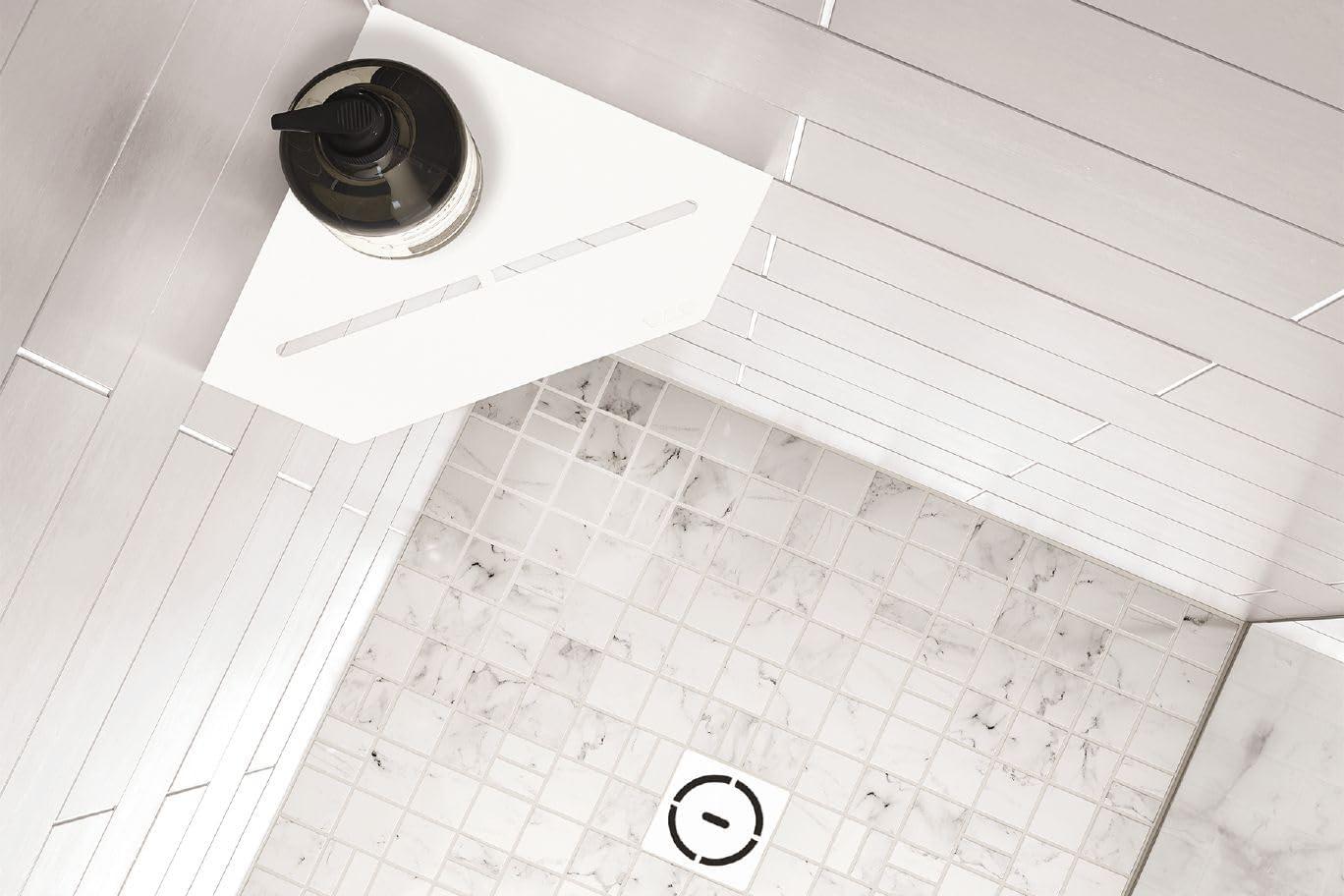 Floral Greige Aluminum Triangular Corner Shelf