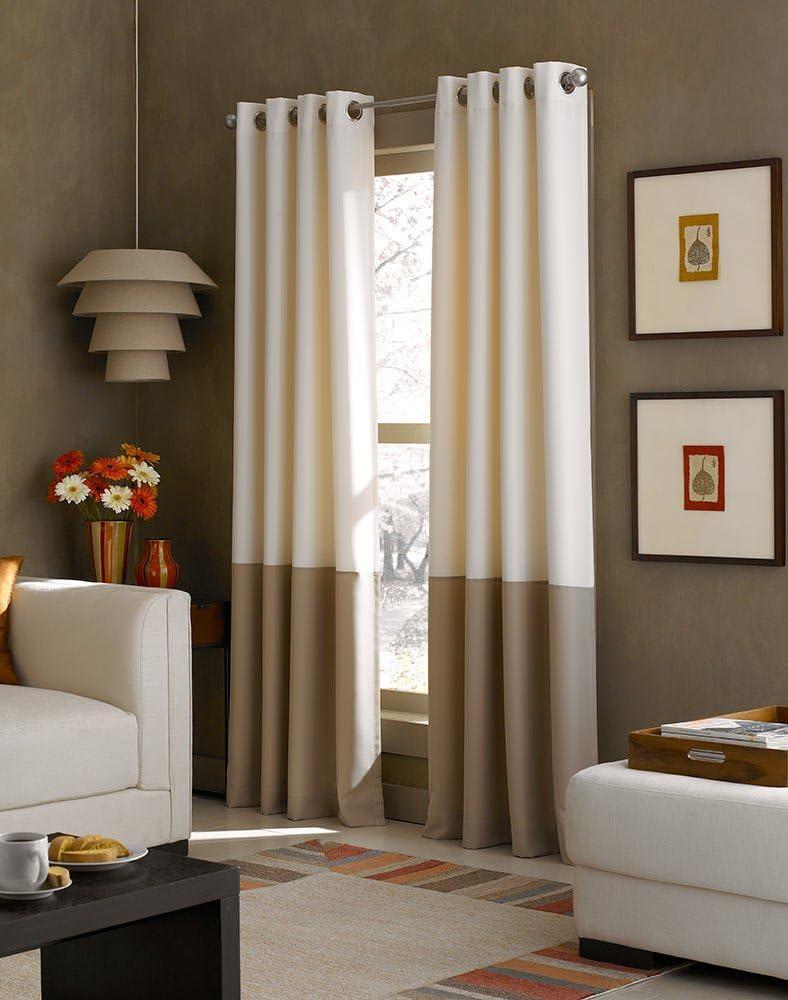 Chocolate and Beige Room Darkening Grommet Curtain Panel