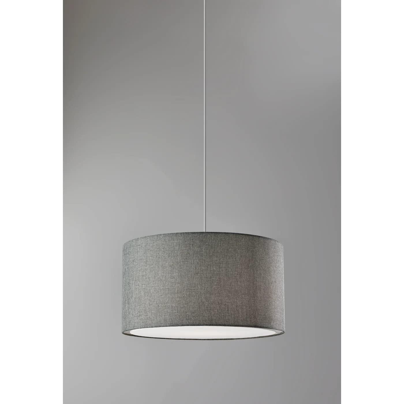 Adesso Large Harvest Drum Pendant Gray: Swag Cord, 15-foot Cable, ETL Listed