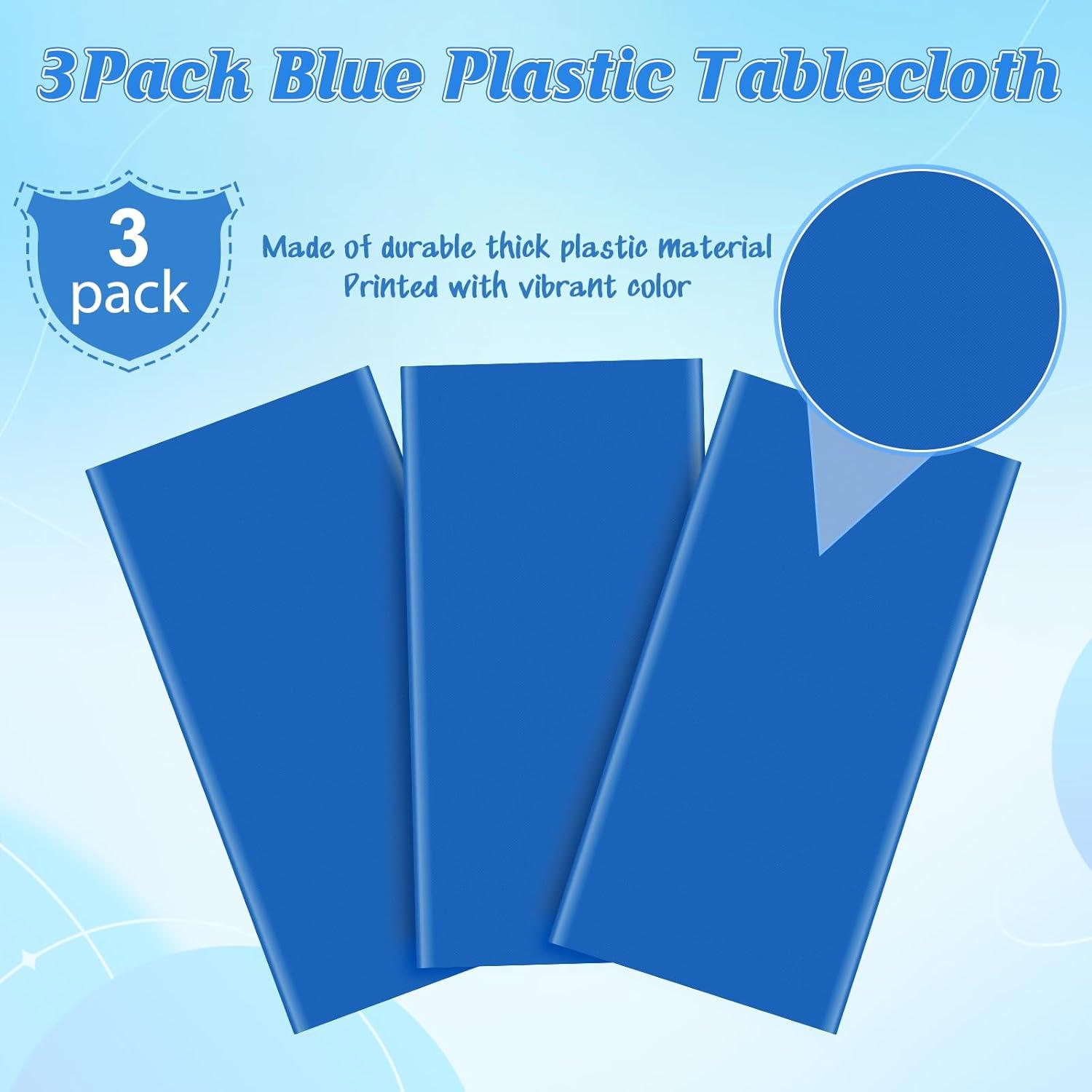 6 Pack Plastic Royal Blue Tablecloth for Parties, Rectangular Table Decorations, 54 x 108 Inches, Disposable Table Cover for Birthday, Graduation Party Supplies