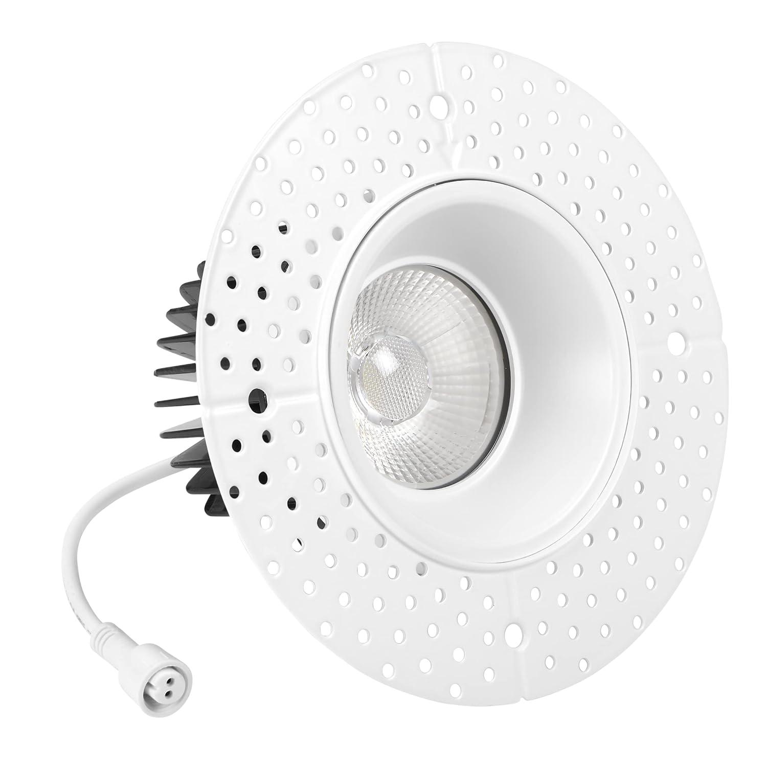 Maxxima 4 in. Trimless Ultra-Thin Recessed Anti-Glare LED Downlight Canless IC Rated 1000 Lumens 5 Color Temperature Selectable 2700K/3000K/3500K/4000K/5000K Dimmable 90 CRI 5 CCT Slim J-Box Included
