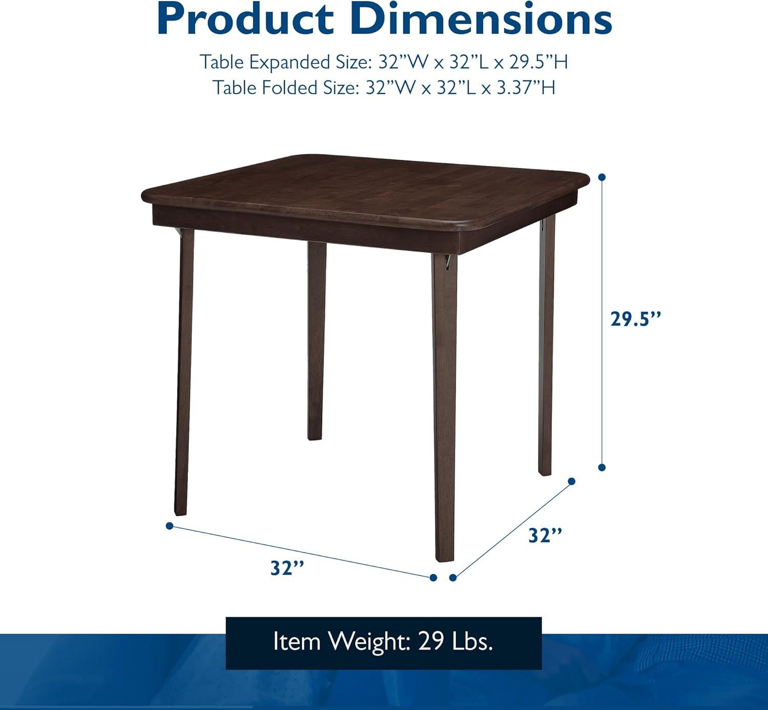 32'' Solid Wood Square Portable Folding Table