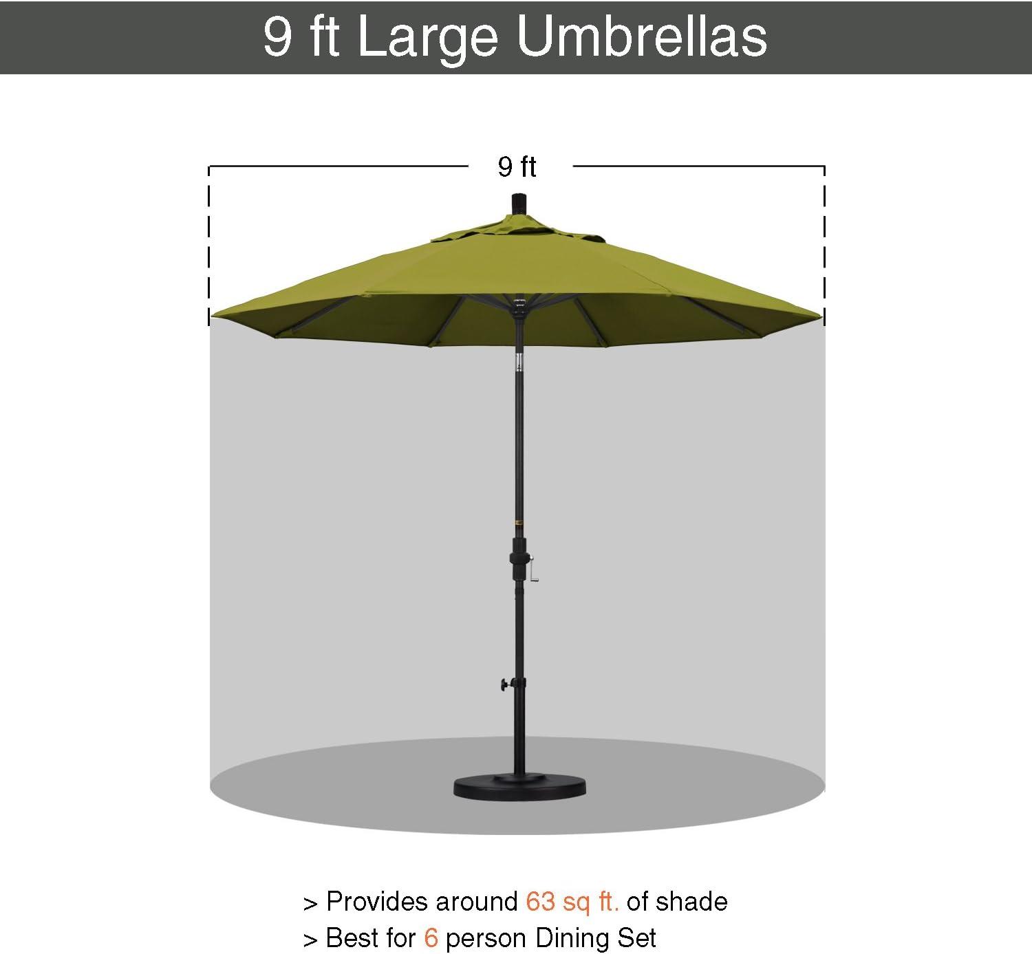 California Umbrella Aluminum Crank Open Kiwi Olefin Patio Umbrella, 9'