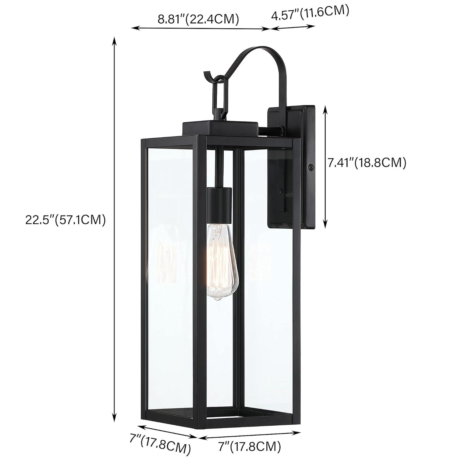 17 Stories Extra Large Size Outdoor Wall Lights, 22.5 Inch Matte Black Oversized Exterior Light Fixture With Clear Glass Shade, Front Porch Lighting, Modern Sconce Lantern For House, Garage