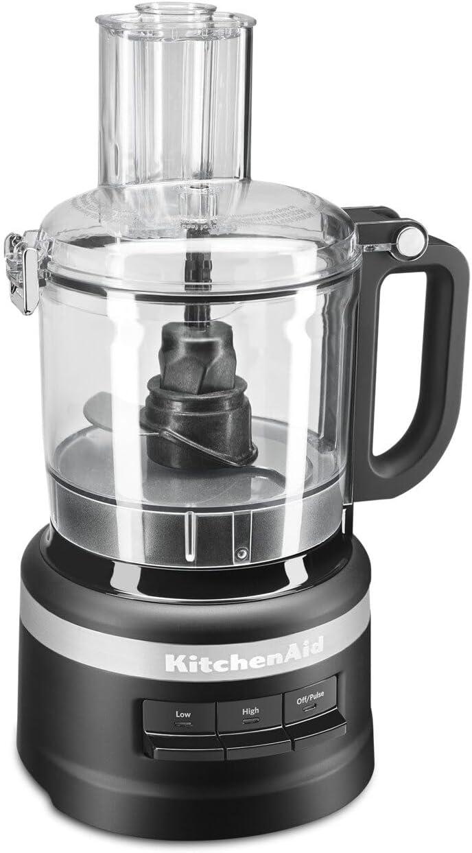 Matte Black 7-Cup Plastic Food Processor with Variable Speed