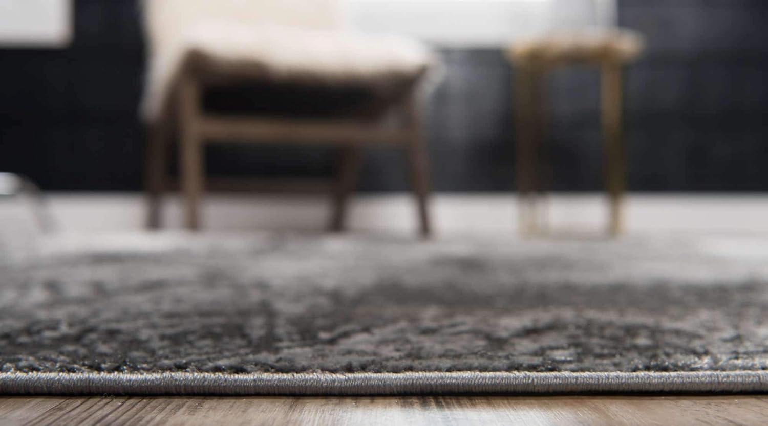 Dark Gray 9' x 12' Stain-Resistant Rectangular Area Rug