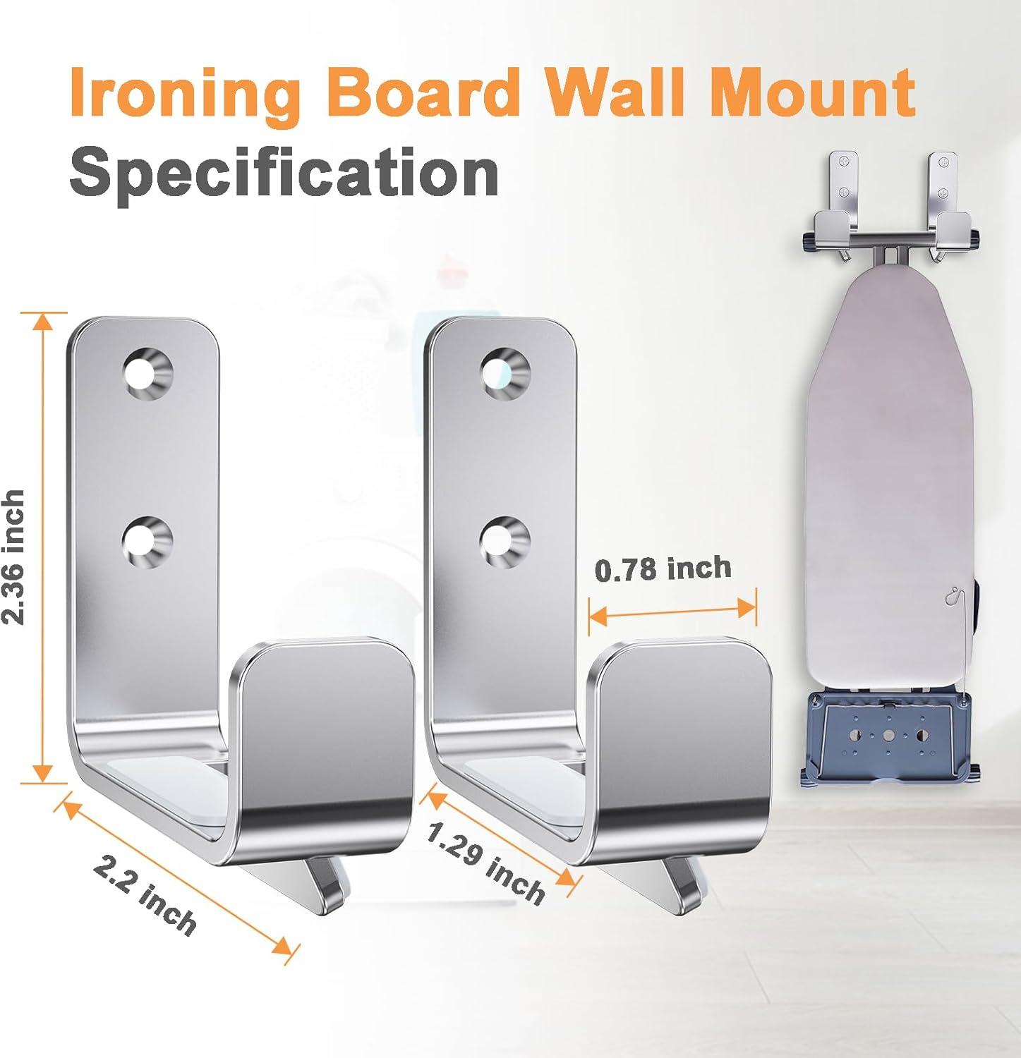 Ironing Board Holder Hanger Wall Mount, 304 Stainless Steel Ironing Board Hanger, Y T Leg Heavy Duty Iron Board Holder Hook for Laundry Room, Silver