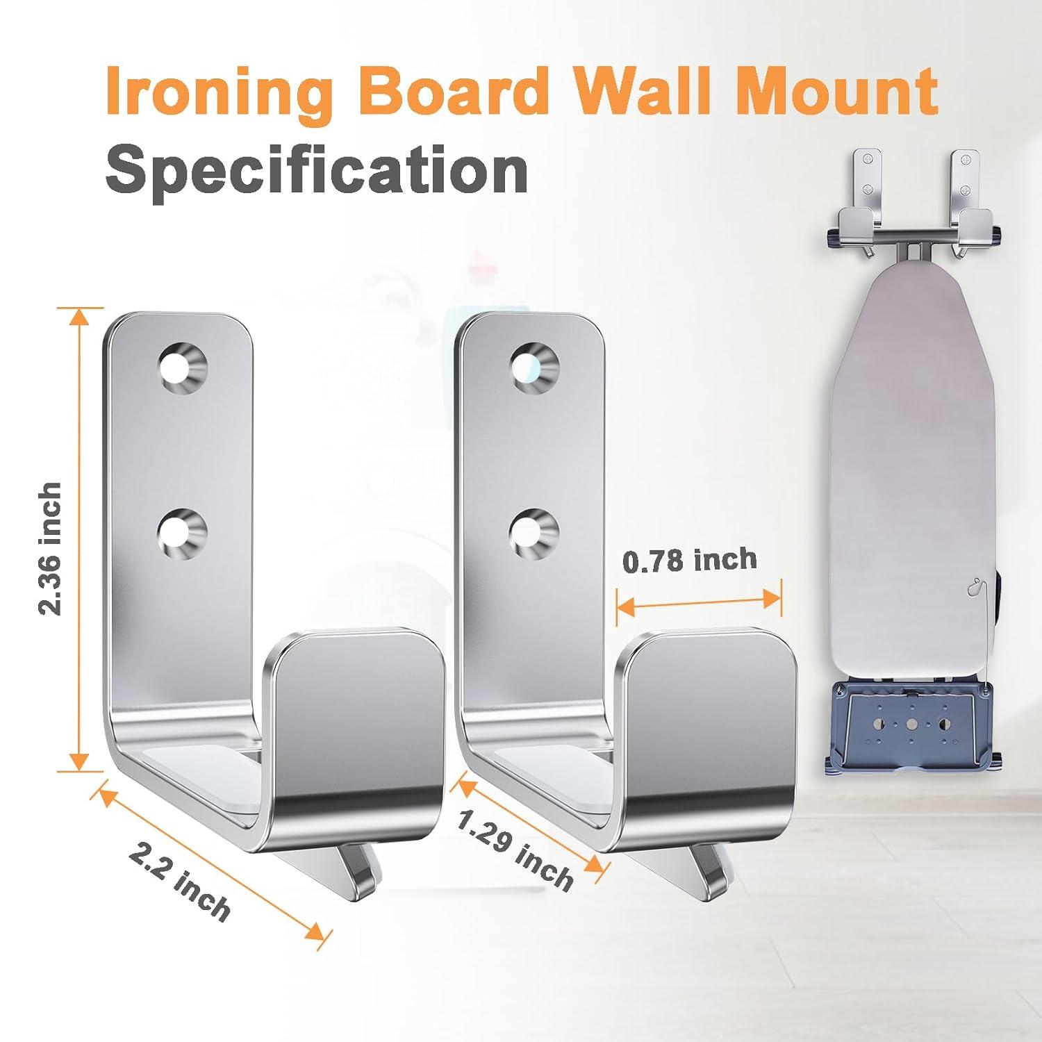 Ironing Board Holder Hanger Wall Mount, 304 Stainless Steel Ironing Board Hanger, Y T Leg Heavy Duty Iron Board Holder Hook for Laundry Room, Silver