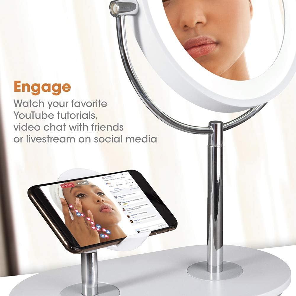 ClearSun LED Countertop Makeup Mirror with Wireless Charging