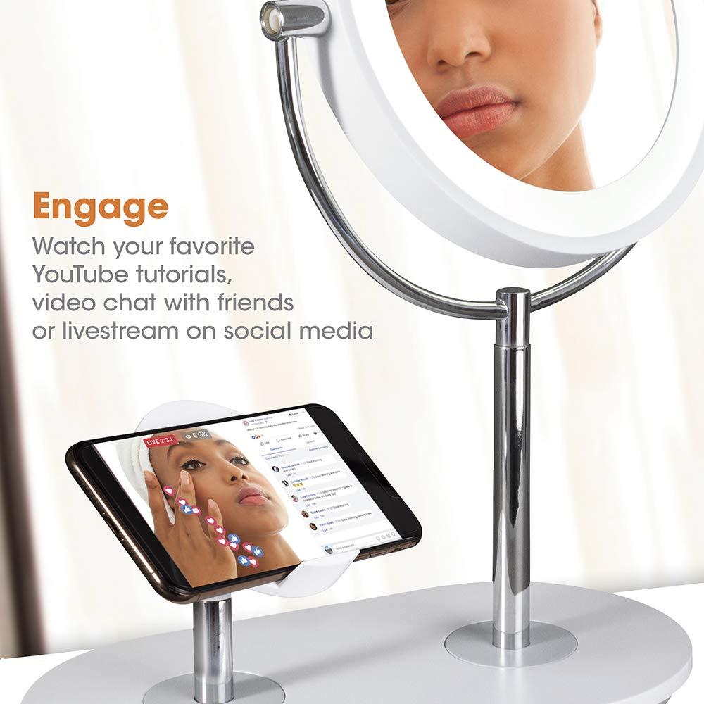 ClearSun LED Countertop Makeup Mirror with Wireless Charging