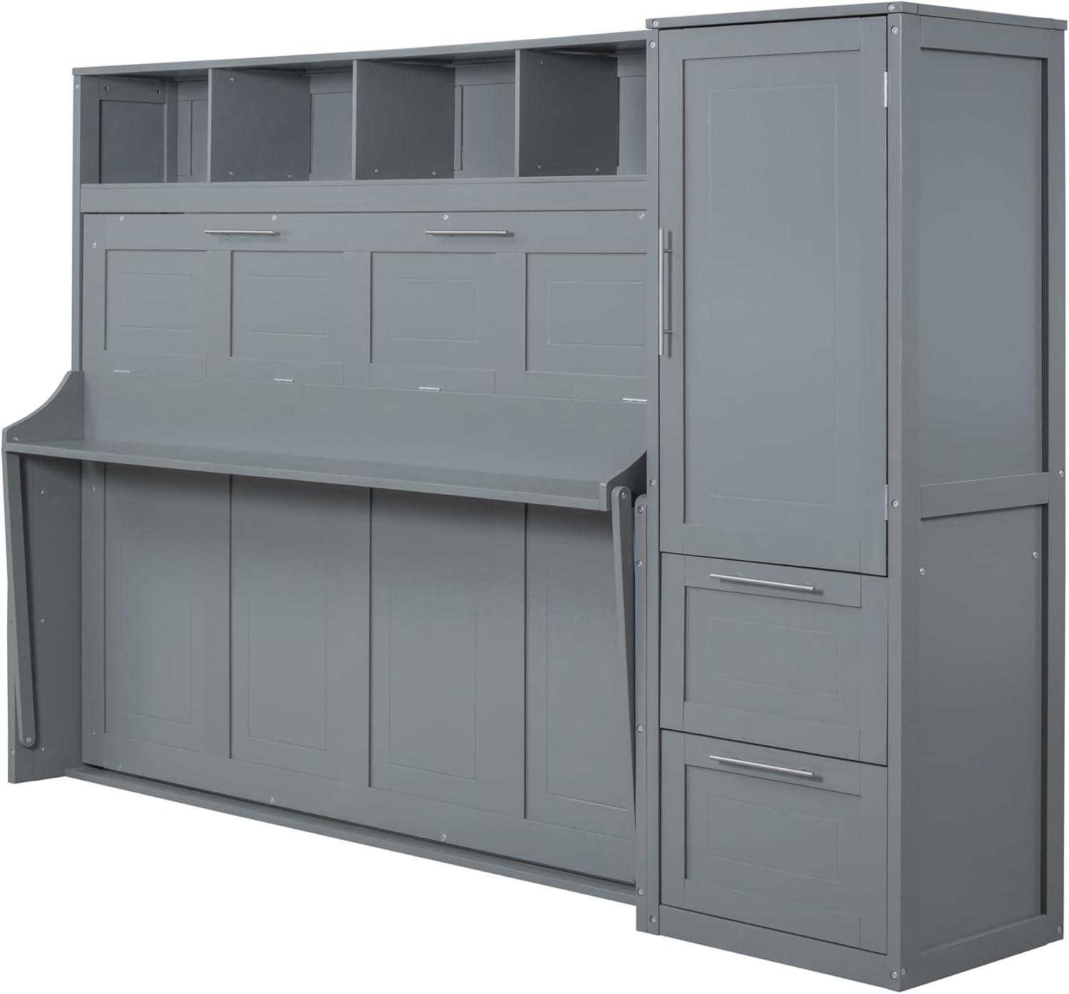 Galibens Murphy Bed Wall Bed With Closet And Drawers