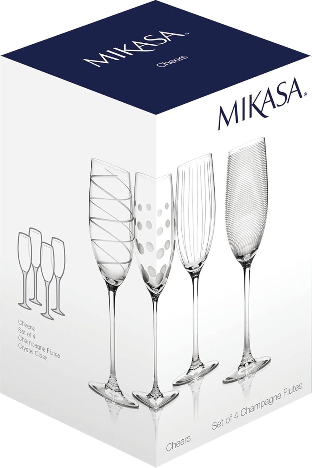 Mikasa Cheers 8-Ounce Champagne Flutes, Service for 4