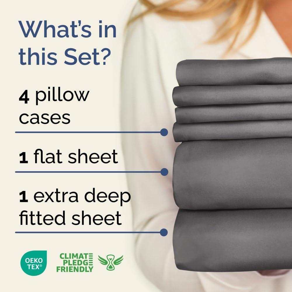 CGK Linens 6 Piece Extra Deep Pocket Ultra Soft & Cooling Sheet Set