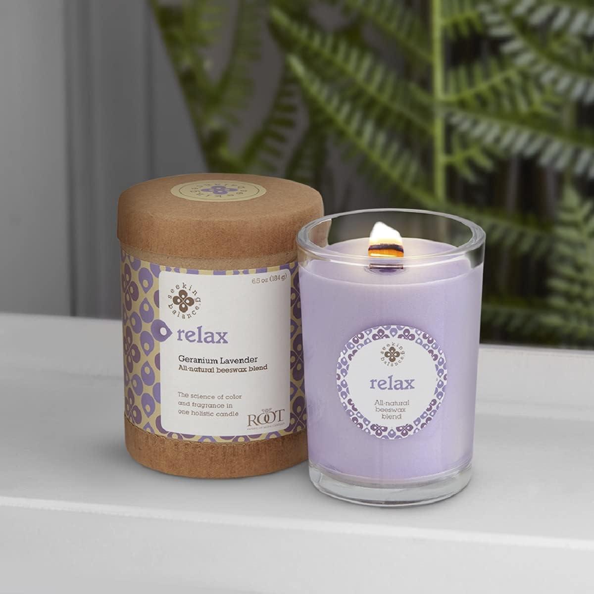 Root Candles Relax Geranium Lavender Scented Jar Candle