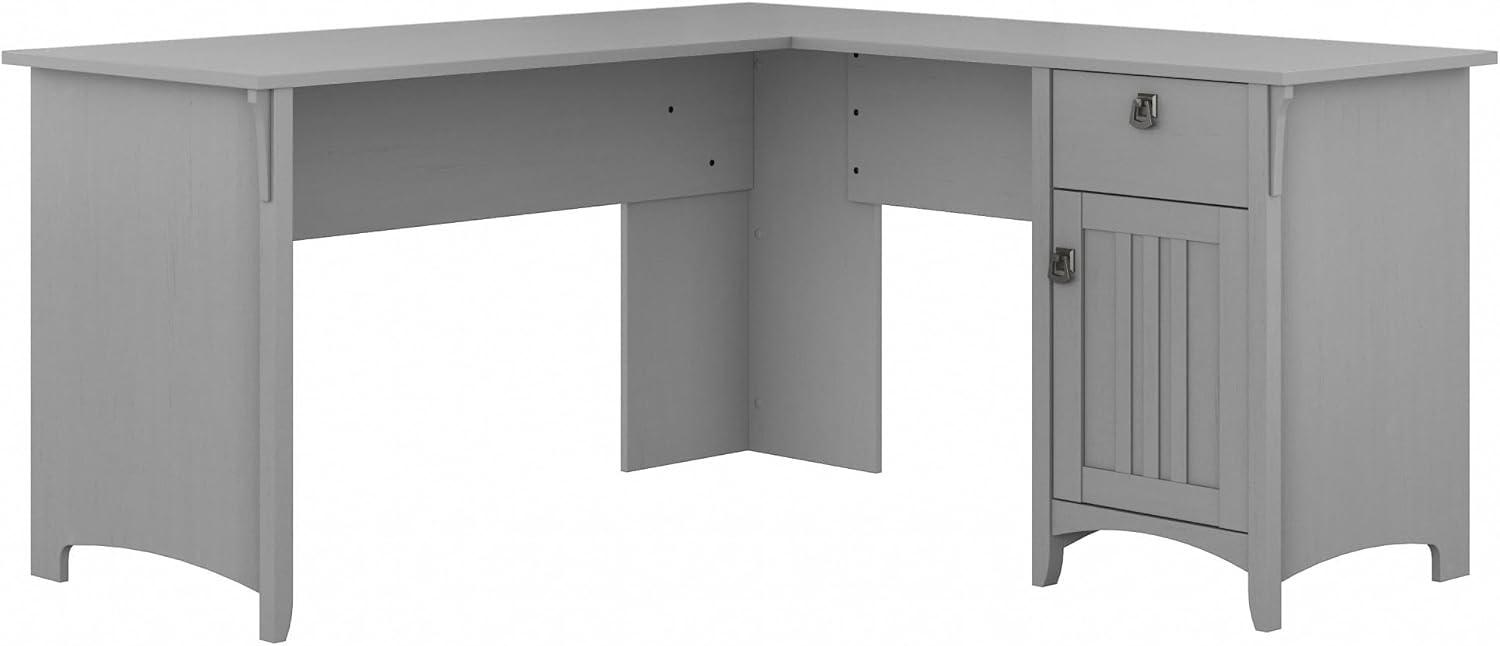 Salinas L Shaped Desk with Storage Gray - Bush Furniture: Mission Style, Home Office Furniture, Adjustable Shelf