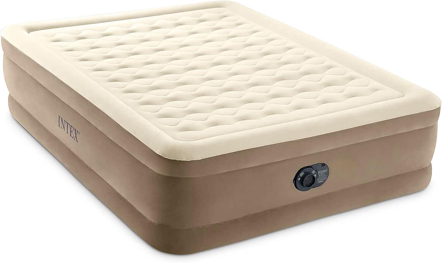 Intex Intex Ultra Plush Fiber Tech Airbed Mattress with Built in Pump