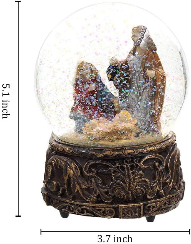 Snow Globes Glitter Water Globe Musical Snow Globe Decoration Plays Silent Night, 100 mm, Nativity