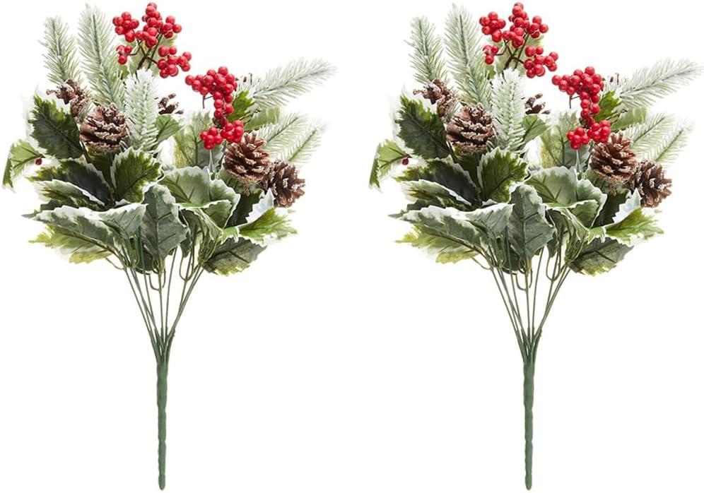 Artificial Holly Leaves Berries Christmas Bush