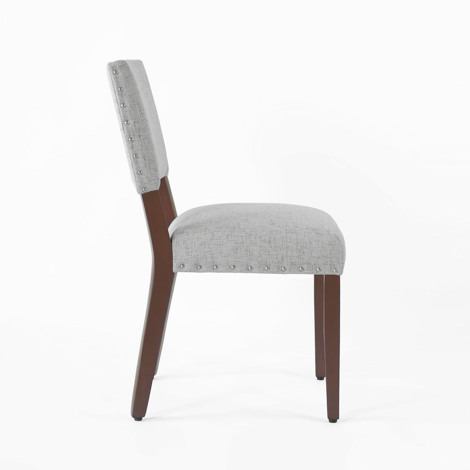 Set of 2 Stripe Dining Chairs Gray Woven - HomePop: Upholstered, Nailhead Trim, Farmhouse Style