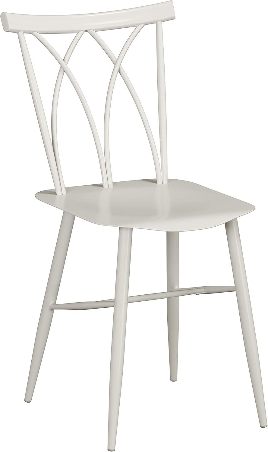 White Cross Back Wood and Metal Side Chair Set