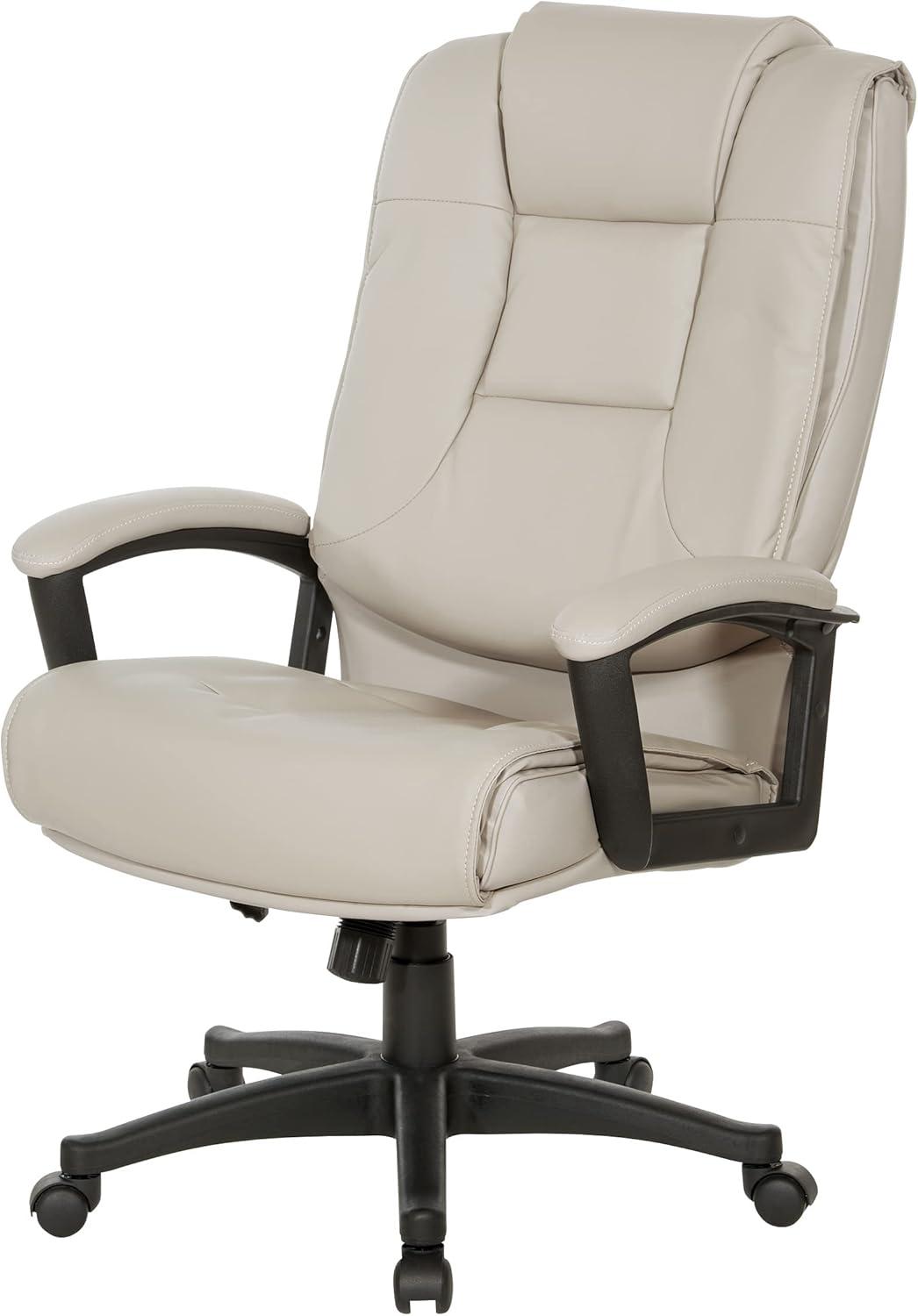 Taupe High Back Leather Executive Swivel Office Chair with Adjustable Arms