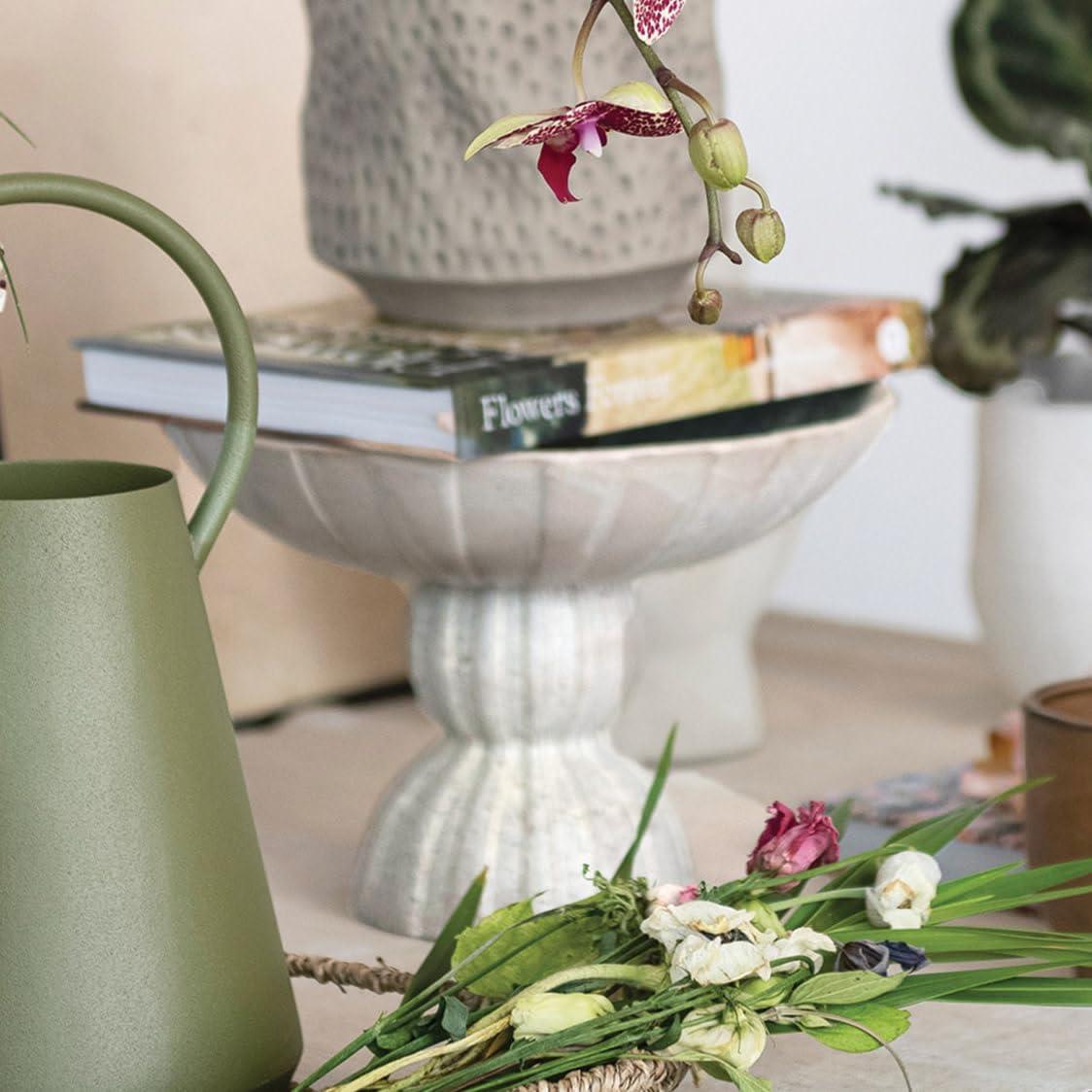 Tan Ceramic Footed Bowl for Salad and Pasta