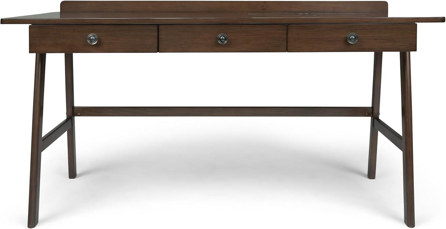 Simpli Home Rylie Solid Wood Transitional 60 " Desk in Natural Aged Brown