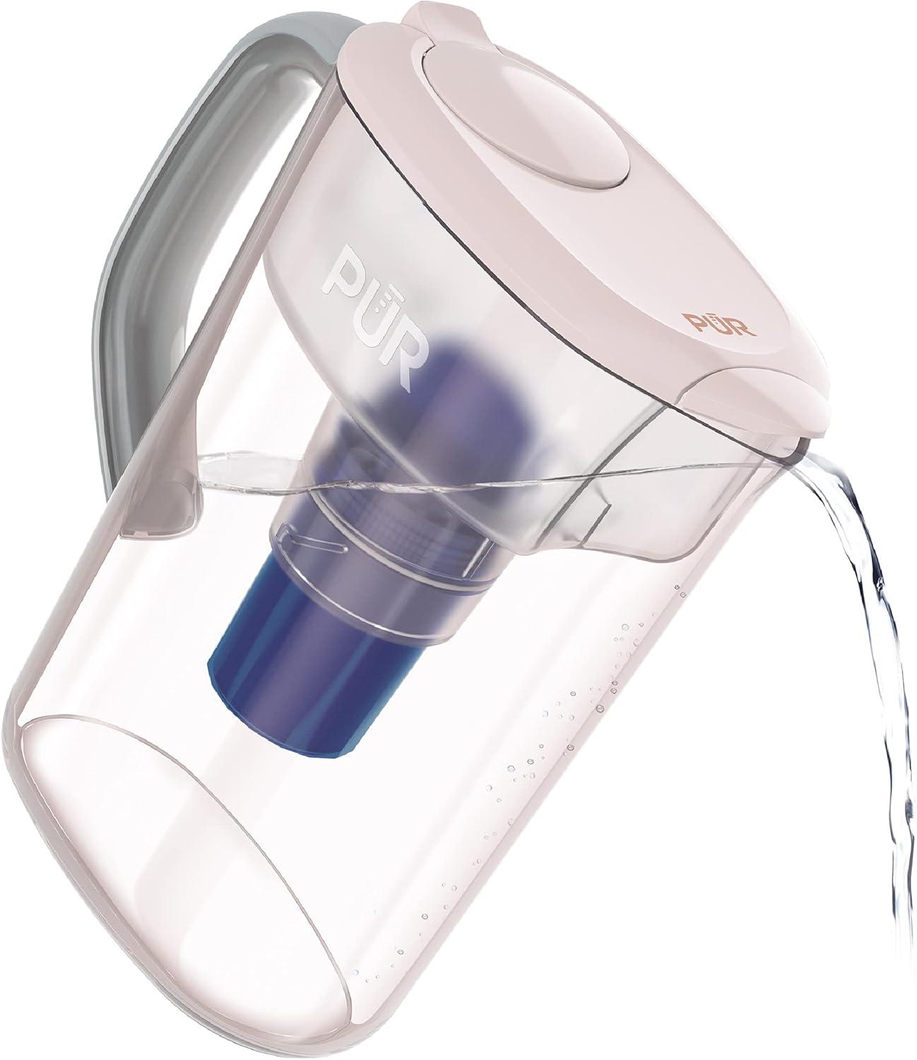 PUR 7 Cup Water Pitcher Filtration System Blush PPT700P: BPA-Free, Dishwasher-Safe, Filters Pesticides & Chlorine