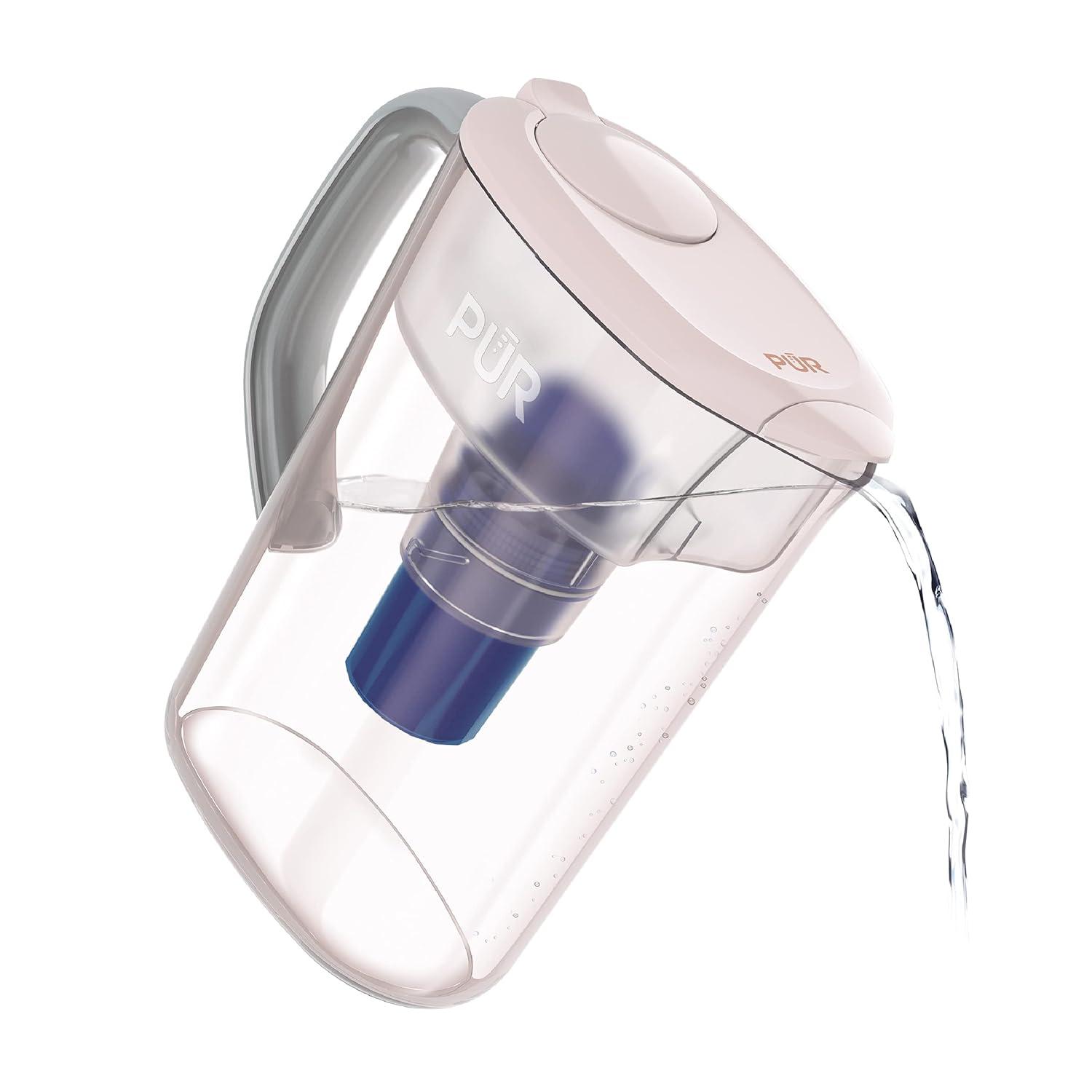 PUR 7 Cup Water Pitcher Filtration System Blush PPT700P: BPA-Free, Dishwasher-Safe, Filters Pesticides & Chlorine