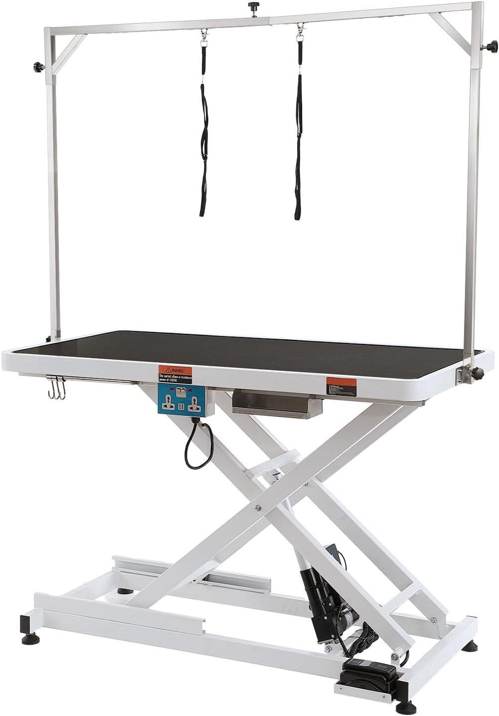 VEVOR 41'' H x 49.2'' W x 25.6'' D Metal Adjustable Electric Grooming Table