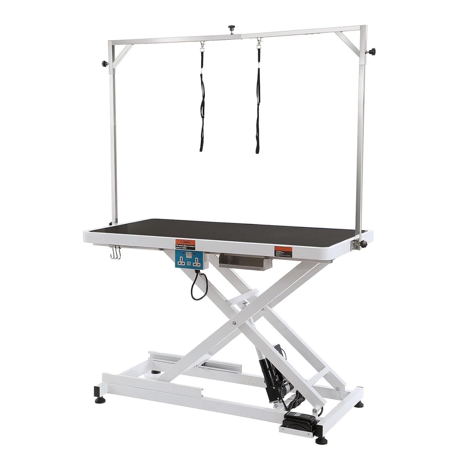 VEVOR 41'' H x 49.2'' W x 25.6'' D Metal Adjustable Electric Grooming Table