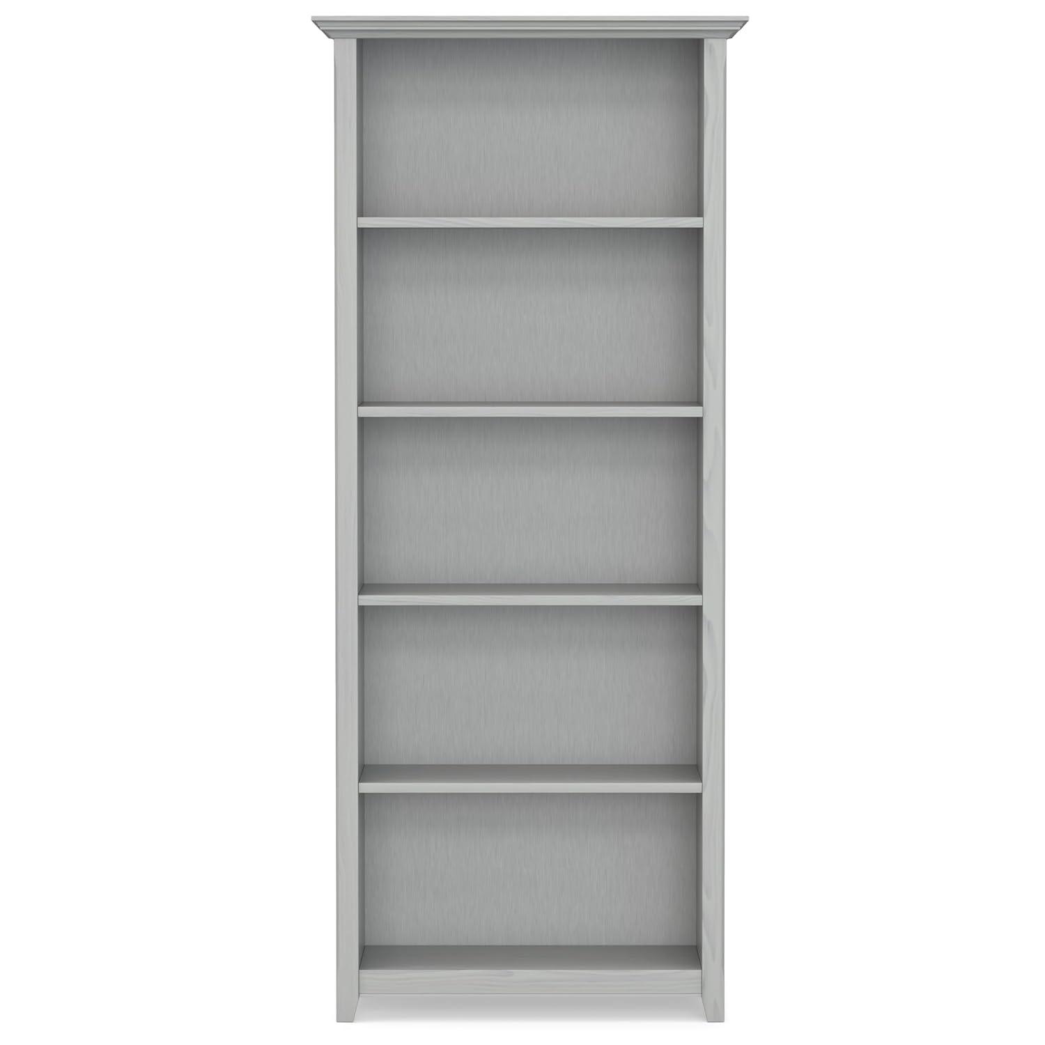 Simpli Home Amherst 30"W Solid Wood 5 Shelf Bookcase with Adjustable Shelves