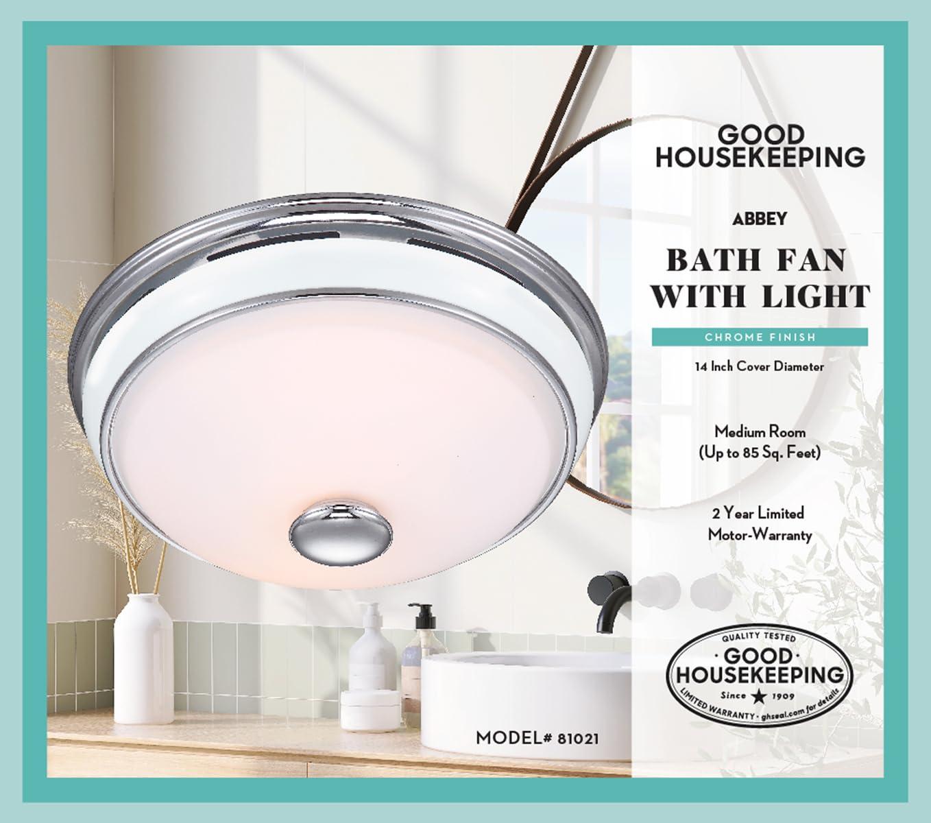 Good Housekeeping Abbey (81021) Decorative 90 CFM 2.5 Sones Bathroom Ventilation Exhaust Fan with Light