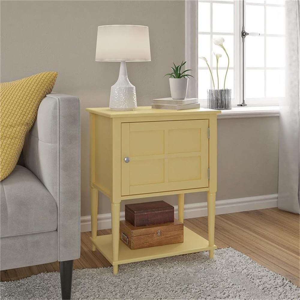 Yellow MDF Rectangular Accent Table with Storage