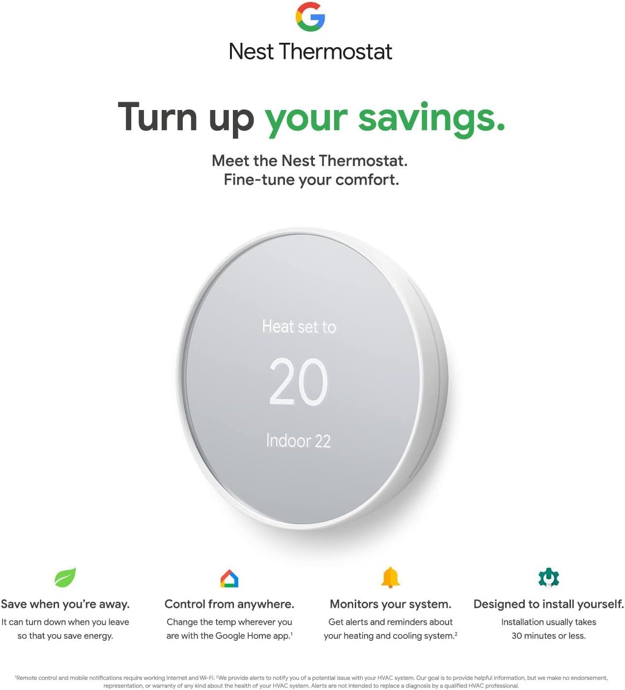 INKEDZ Google Nest Thermostat - Smart Thermostat for Home - Programmable Wifi Thermostat - Charcoal
