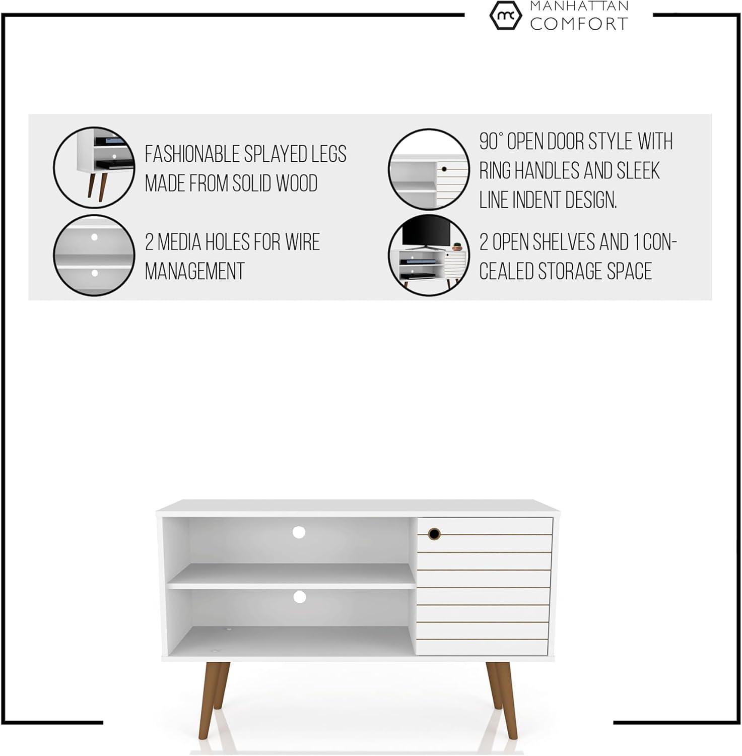 Liberty Mid-Century Modern 2 Shelves and 1 Door TV Stand for TVs up to 46" - Manhattan Comfort