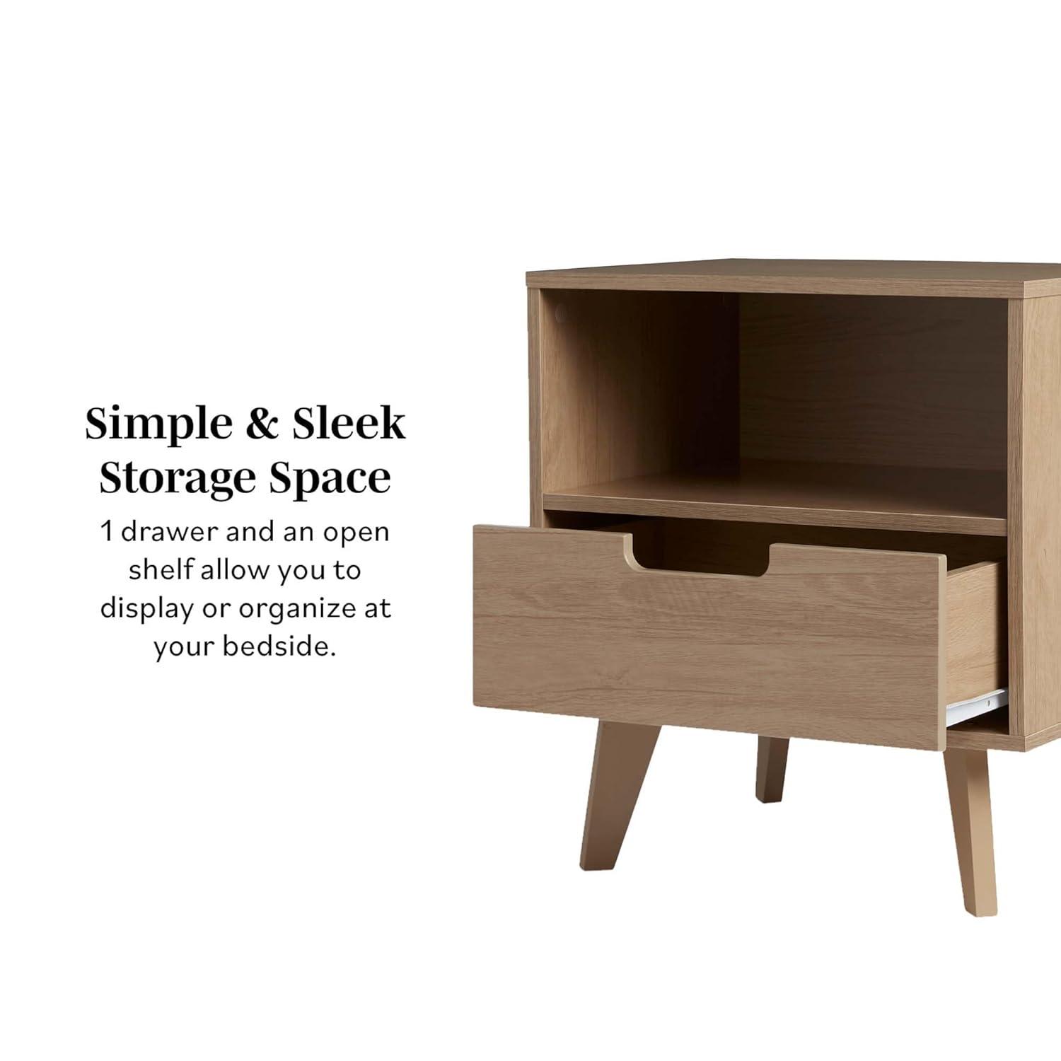 George Oliver Antoinette Modern 1-Drawer Nightstand with Open Cubby - Riviera