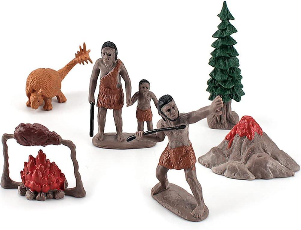 BLAPNK Realistic Prehistoric Animal and Primitive Figurines Moodel Toy 12 Pcs Ancient Smilodon Mammoth Human Figures Collection Playset Educational Toy Christmas Birthday Gift