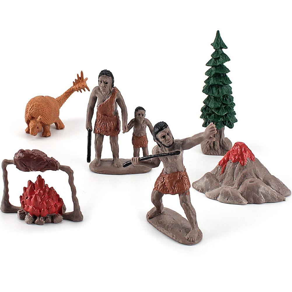 BLAPNK Realistic Prehistoric Animal and Primitive Figurines Moodel Toy 12 Pcs Ancient Smilodon Mammoth Human Figures Collection Playset Educational Toy Christmas Birthday Gift